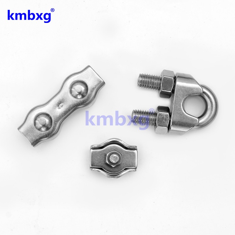 304不锈钢夹头钢丝绳U型单双卡头锁扣绳夹猫爪轧头元宝形卡线器子