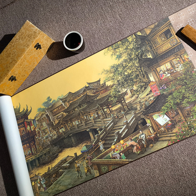 张孝友国画南乡旧梦图高清艺术复制品微喷油画绢丝布风景画芯定制