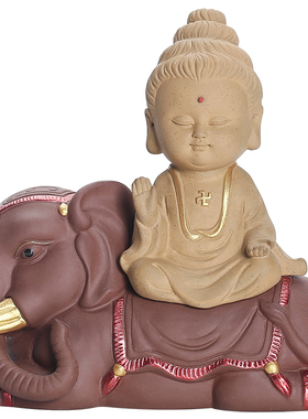 紫砂招财摆件精品禅意西方三圣家居玄关办公室茶桌茶室装饰品摆设