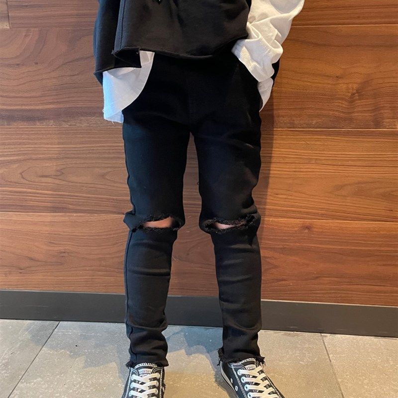 男童破洞牛仔裤春季2024新款百搭童装儿童裤子洋气长裤瘦腿铅笔裤,童装/婴儿装/亲子装,儿童牛仔裤,淘宝优惠券,粉丝福利购,淘宝优惠卷