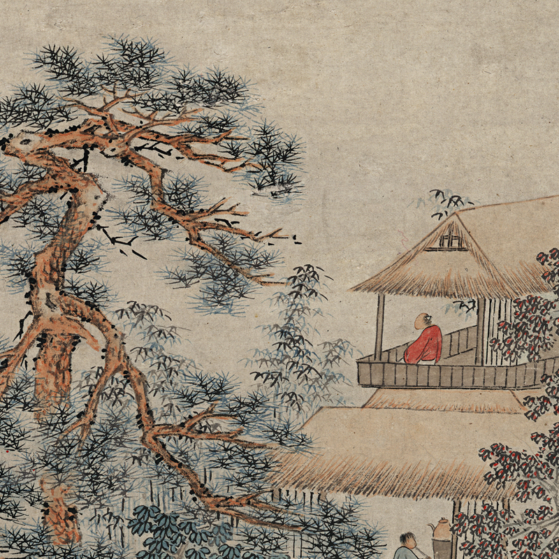 文徵明五月江深图复古书画挂轴山水国画高清宣纸微喷仿古复制装饰