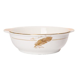 天顺陶瓷11英寸双耳端拿防烫汤锅大汤碗汤古汤盆家用大号轻奢金色