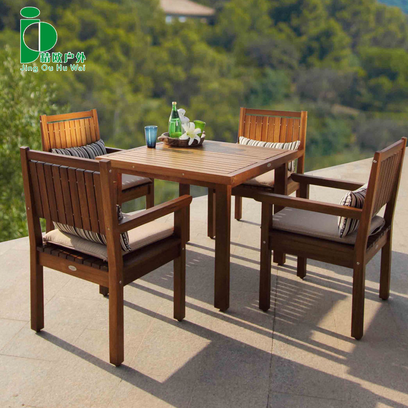 精欧户外休闲桌椅五件套组合庭院阳台小茶几室外露台中式防腐茶桌