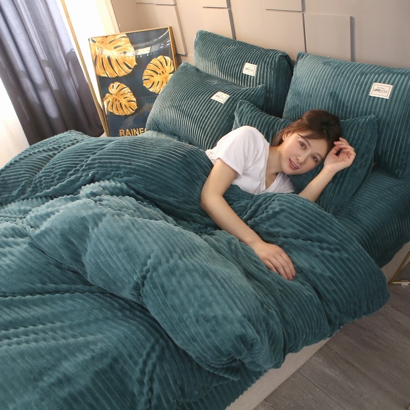 网红款双面冬季魔法绒床单被罩四件套200x230兔兔2米x2.2m床1.8笠