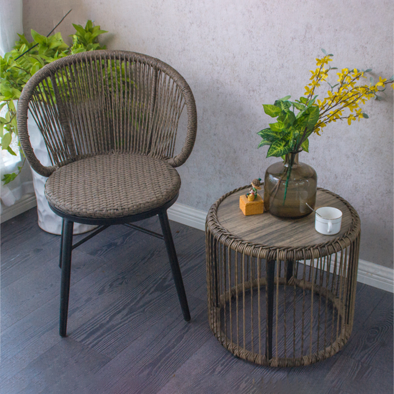 户外桌椅庭院藤编组合藤椅阳台休闲风椅子小茶几室外靠背椅三件套