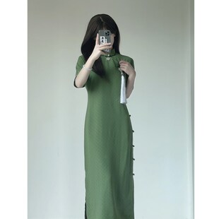 青青旗袍2025新款新中式气质古法春夏民国风年轻款少女全开襟长袖