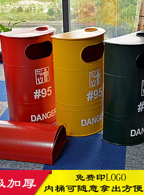 复古铁艺汽油桶工业风怀旧垃圾桶创意收纳桶家居软装邮筒信箱摆件