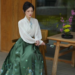 无衣饮羽【翠笙】明制汉服暗纹翠鸟鸢尾仿妆花螺钿三色百搭马面裙