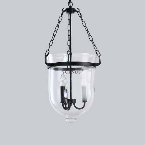 美式乡村圆形玻璃吊灯创意个性客厅灯具餐厅灯蜡烛灯工业水桶吊灯