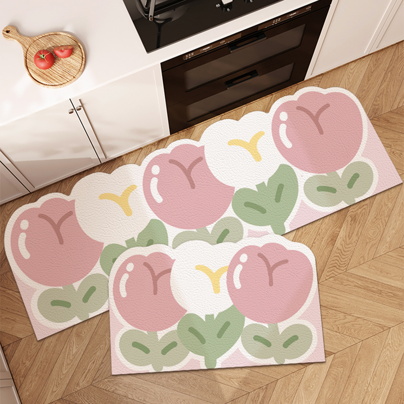 硅藻泥厨房花朵地垫防滑防油可擦免洗地毯吸水脚垫家用卫生间门垫