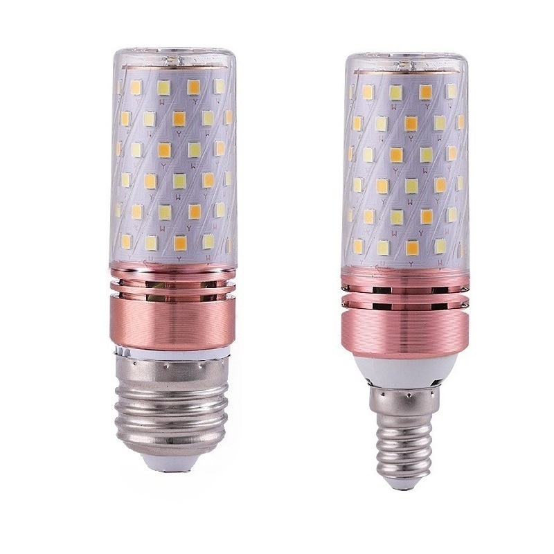 LED三色变光玉米灯螺口E27节能20瓦E14暖白8W超亮变色无频闪灯泡