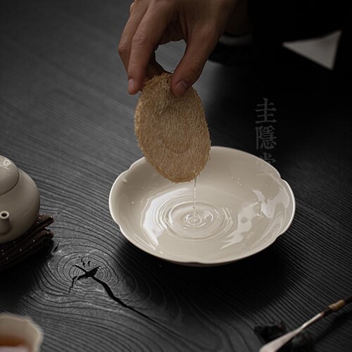 圭隐堂草木灰复古手工茶泡花瓣茶壶承台家用托盘承垫茶托壶壶干养