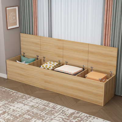 实木飘窗柜阳台柜矮上翻门储物柜多柜卧室地平开门收纳组合柜柜柜