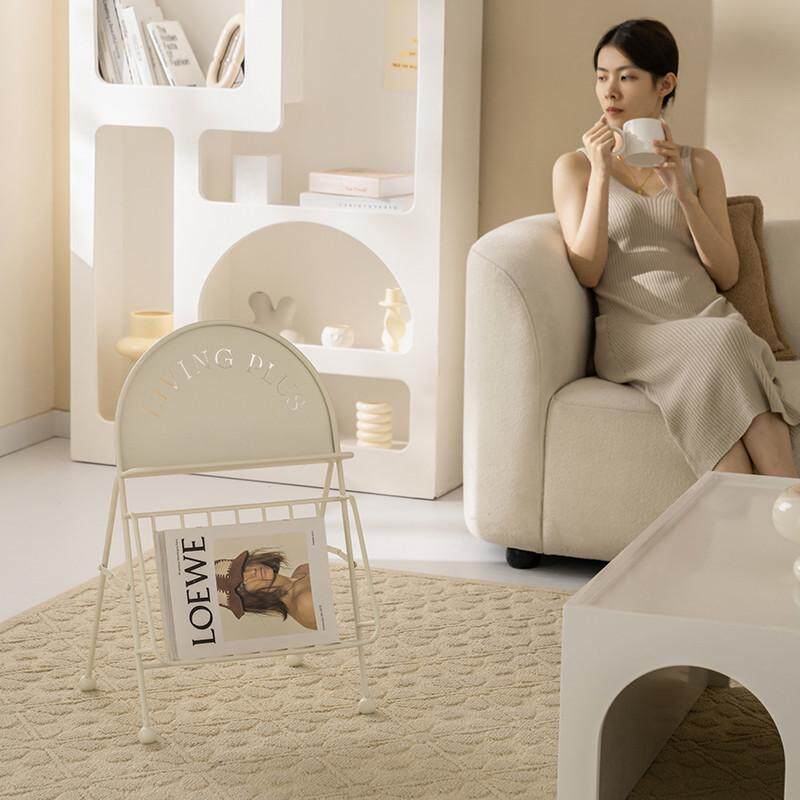 沐上北欧铁艺杂志架摆件创意中古客厅落地书报架展示架书架