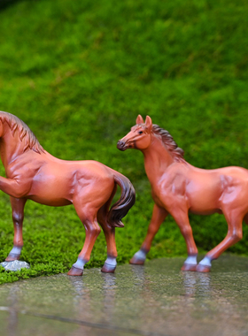 微景观仿真小白马摆件假山盆景沙盘道具造景装饰桌面树脂骏马摆设