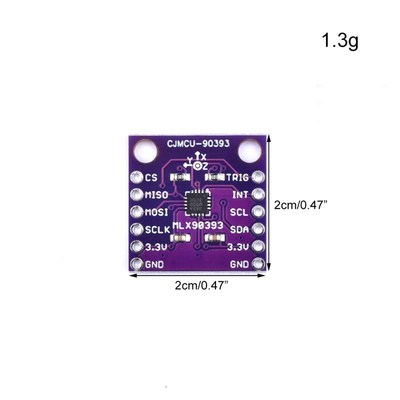 MLX90393 数字 三维 霍尔传感器模块 位移角度旋转3D位置带排针