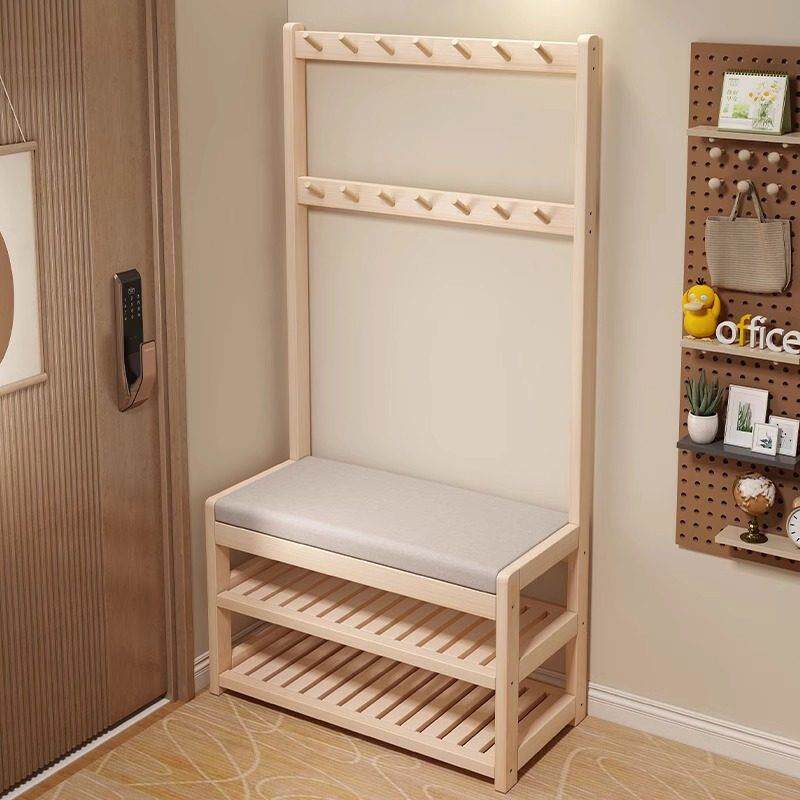 换鞋凳挂衣架一体入户门口家用穿鞋凳实木玄关换鞋可坐鞋架衣帽架