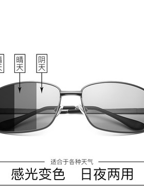 钢化玻璃太阳镜男感光变色遮阳偏光开车钓鱼专用墨镜防紫外线眼镜