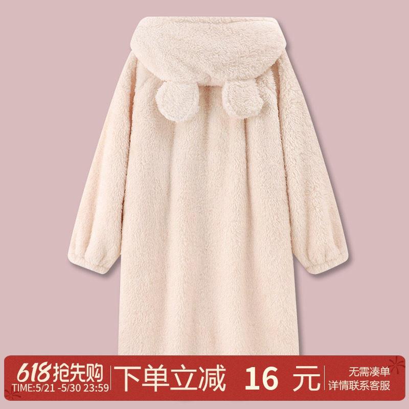 『软绵棉』珊瑚绒睡衣女秋冬季2026年新款加厚睡袍浴袍家居服晨袍