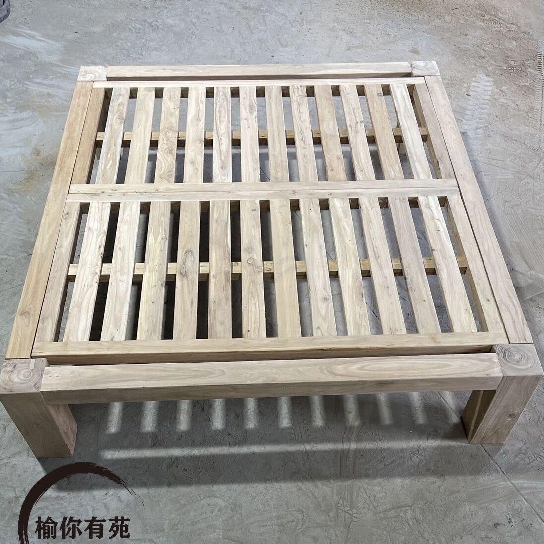 老榆木床塌榻榻米韩式无床头大料床全实木床厂家直销买家付运费