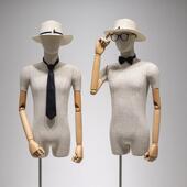 男模特道具竹节麻人台假人体衣架高档服装 店模特展示架半身 店男装