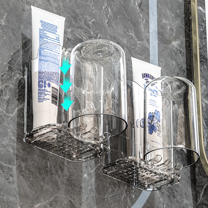 卫生间牙刷置物架子壁挂式浴室厕所洗漱台用品大全神器梳子收纳筒