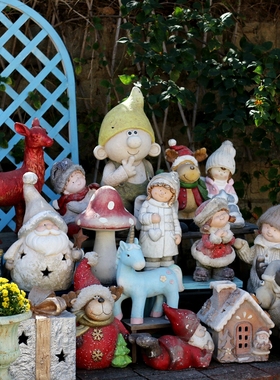 圣诞老人冬季雪人复古花园摆件园艺庭院阳台装饰花架花盆杂货孤品