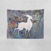 鹿儿入我梦我在鹿梦中 古风敦煌瑞兽九色鹿国风艺术画布挂毯挂布