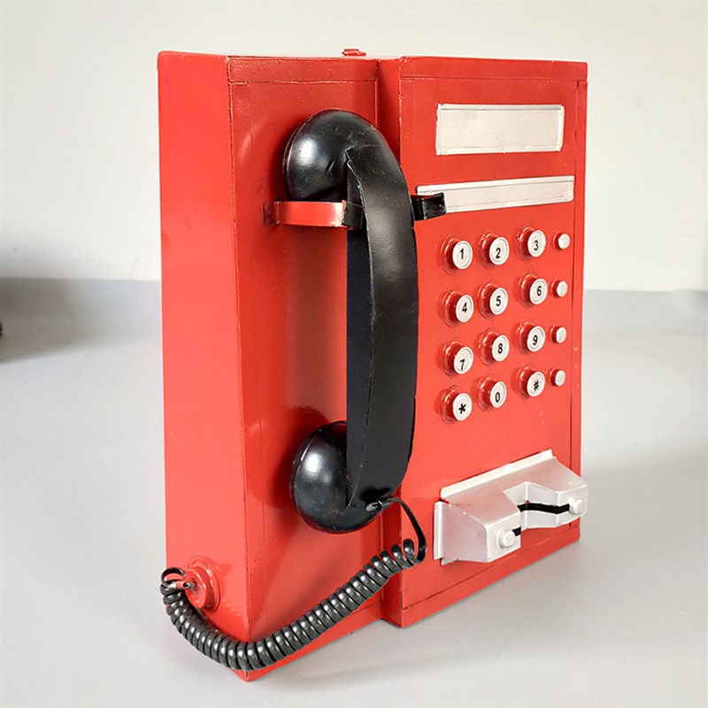 复古铁艺怀旧壁挂IC卡电话机模型工业风餐厅酒吧服装店墙饰壁挂件