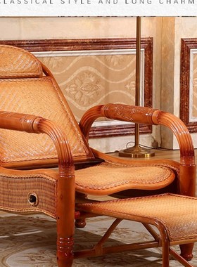 天然真藤躺椅多功能折叠椅简约休闲午休椅懒人逍遥椅家具藤椅躺椅