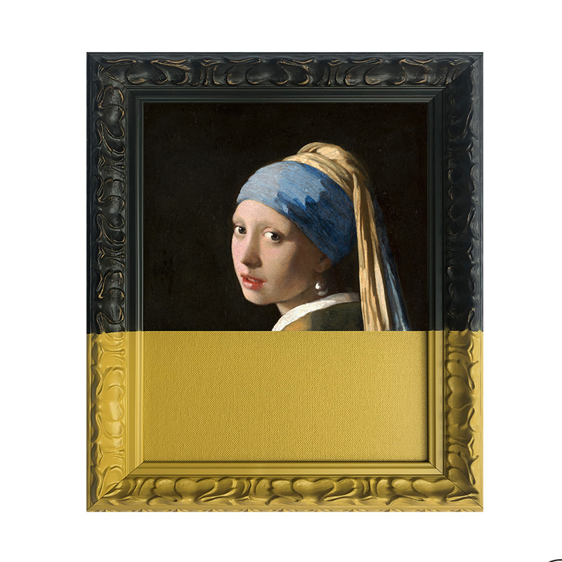 姜黄色手工上漆画油漆画复古欧式风景人物卧室客厅装饰画挂画