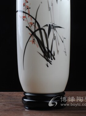 手绘竹高风亮节陶瓷滴水瓶花瓶德化白瓷家居客厅办公室桌面摆放品