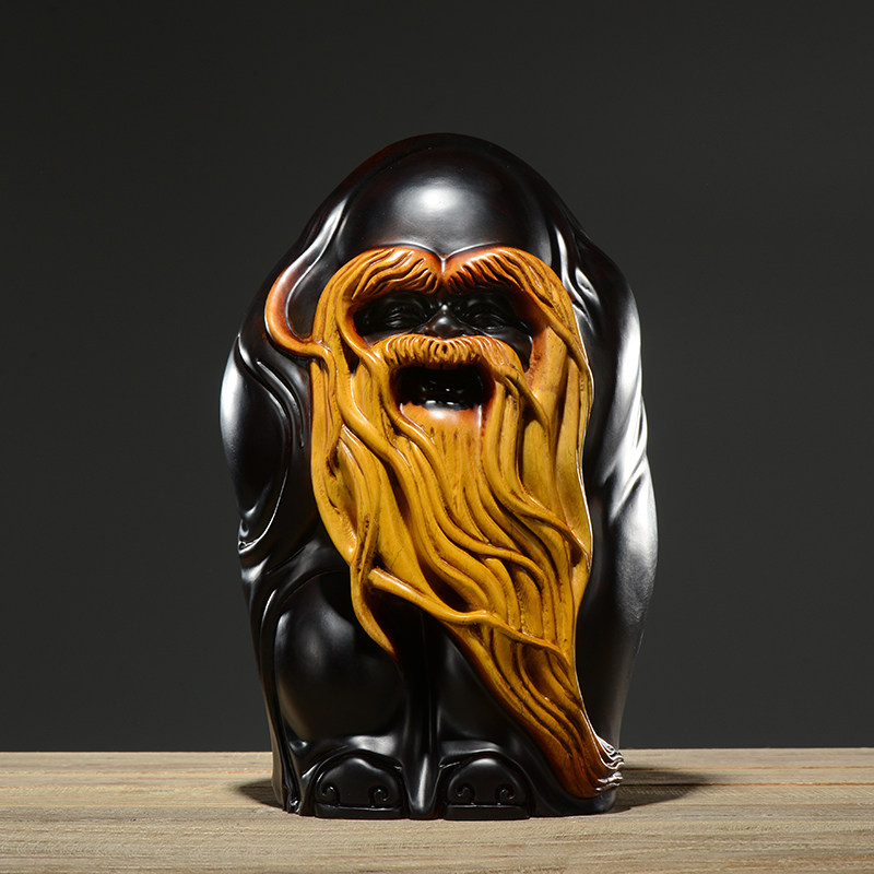 黑檀木雕老寿星公寿翁佛像摆件家居装饰品生日祝寿贺寿礼品工艺品