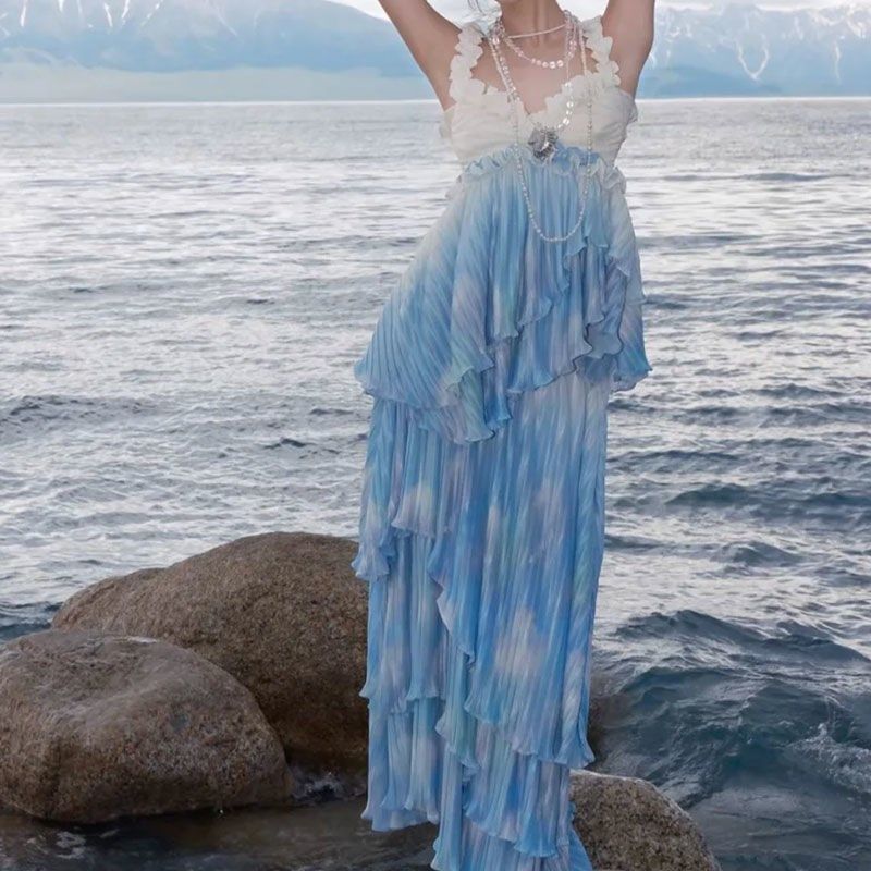 海边日记小清新甜美复古中国风无袖吊带设计感吊带上衣半身裙套装,女装/女士精品,时尚套装,淘宝优惠券,粉丝福利购,淘宝优惠卷