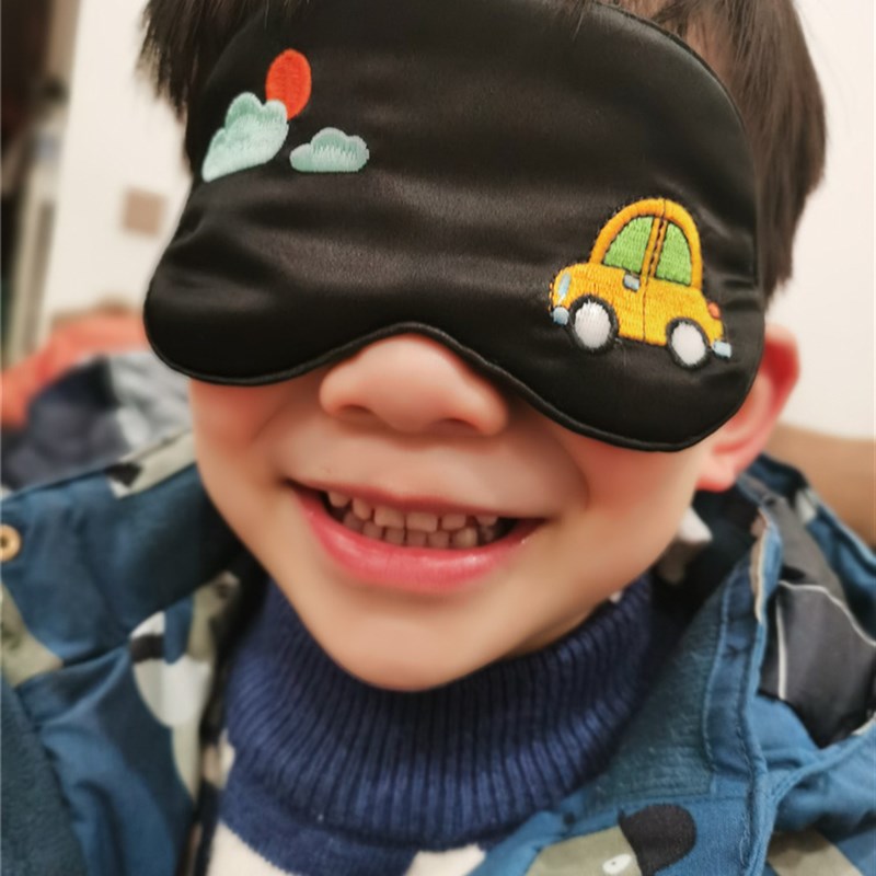 可爱卡通0-12岁宝宝睡觉幼儿园午休遮光助睡眠儿童真丝眼罩可调节