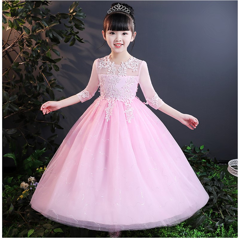 卡密哇公主蓬蓬裙2019新款花童加绒长婚纱诗歌朗诵主持演讲钢琴演