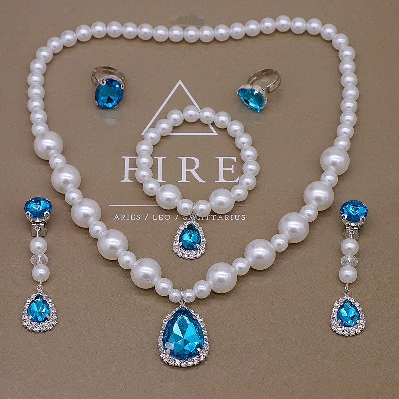 女童儿童宝宝女孩首饰仿珍珠公主项链手链戒指耳环饰品套装礼盒