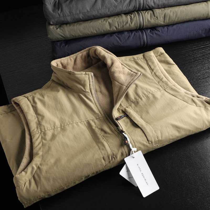 两面穿工装马甲!户外防风防泼水!秋冬男立领保暖摇粒绒马甲背心