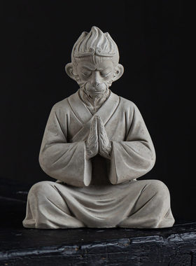 水泥齐天大圣孙悟空鱼缸造景装饰摆件中式水族沉水人物底座装饰品