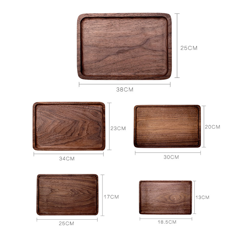 北美黑胡桃木整木茶盘托盘木质新中式实木餐盘民宿酒店用品可刻字