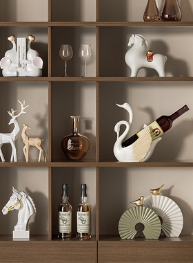 艺术天鹅红酒架摆件高级感玄关电视酒柜轻奢乔迁新居家用软装饰品