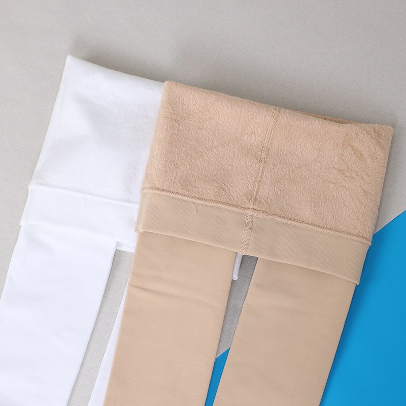 女童跳舞连裤袜秋季薄绒白色舞蹈大袜儿童光腿神器肤色打底袜连脚