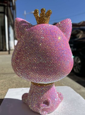 粘钻招财猫钥匙收纳摆件进门玄关入户鞋柜茶几客厅家居贴钻大嘴猫