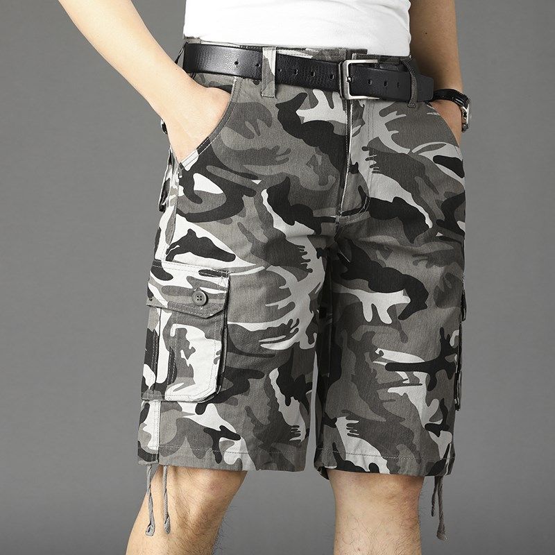 夏薄款全棉多口袋工装短裤男大码休闲裤子中老年宽松直筒五分中裤,男装,短裤,淘宝优惠券,粉丝福利购,淘宝优惠卷