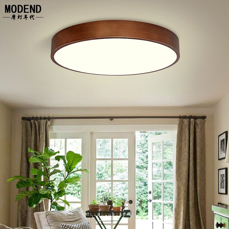 美式吸顶卧室灯圆形led阳台过道长方形简约复古客厅咖啡色书房灯