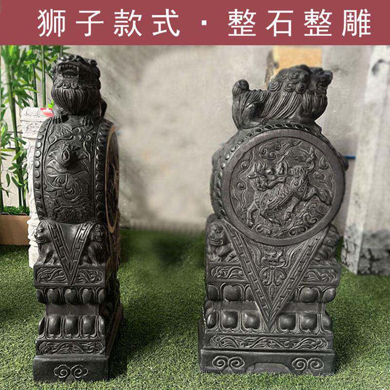 石雕门墩抱鼓石一对家用庭院门口狮子青石做旧石鼓招财石墩石材