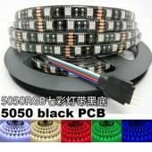 12V伏5050RGB七彩贴片软灯带黑板防水汽车灯条黑底变色爆闪呼吸灯