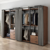 开放式 挂衣架子防尘带帘子 衣柜架衣帽间置物架铁艺卧室落地步入式