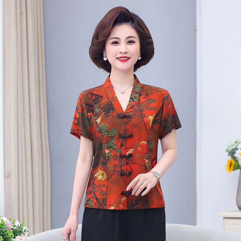 夏装新款中老年女装衬衣短袖t恤妈妈装上衣宽松弹力衬衫套头小衫,女装/女士精品,衬衫,淘宝优惠券,粉丝福利购,淘宝优惠卷
