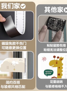 身高墙贴背面磁吸不伤墙宝宝身高精准测量墙贴儿童身高贴测量仪